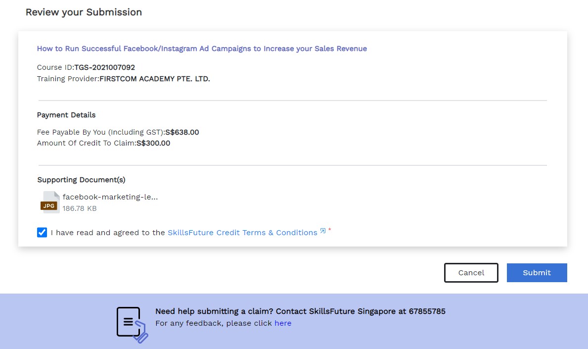 how to claim skillsfuture credits review submission